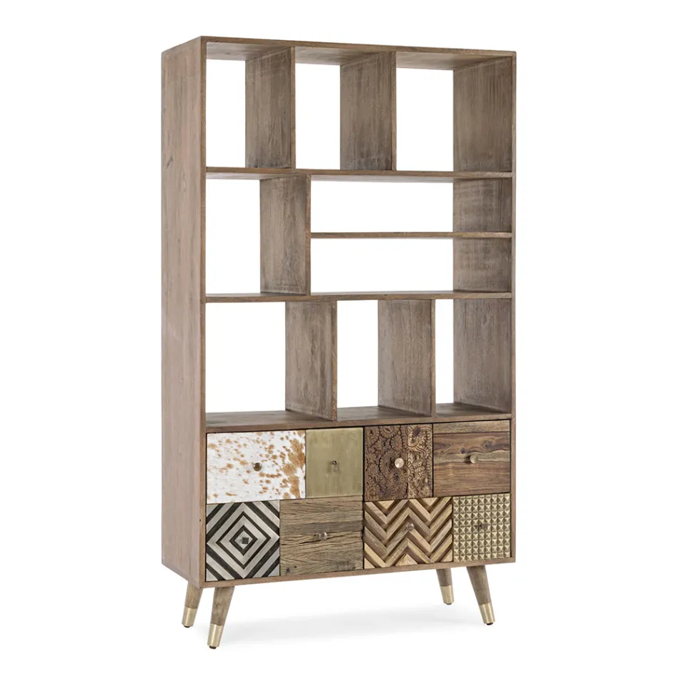 Raft librash të dhomës së ndenjes në dru mango dhe dyer të ricikluara Homemotion - Auriel Viadurini