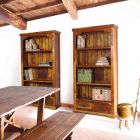 Dizajn klasik Rafte librash në dysheme të ngurta prej akacie druri - Umami Viadurini