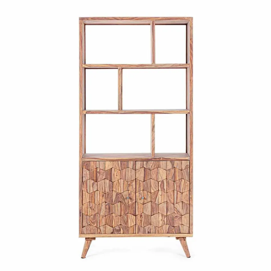 Raft librash për dysheme me dizajn të cilësisë së mirë në lëvizje prej druri dhe çeliku - Ventador Viadurini