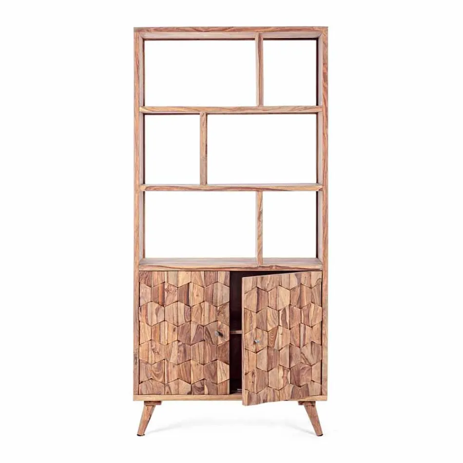 Raft librash për dysheme me dizajn të cilësisë së mirë në lëvizje prej druri dhe çeliku - Ventador Viadurini