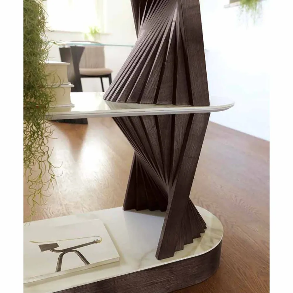 Dizenjoni raft librash për dysheme me dru me maja gresi të prodhuara në Itali - Aspide Viadurini