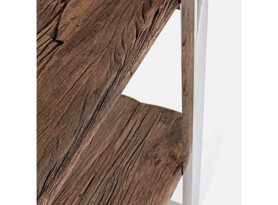 Rreth librave Homemotion Modern Floor Book in Steel and Wood Wood - Lisotta Viadurini