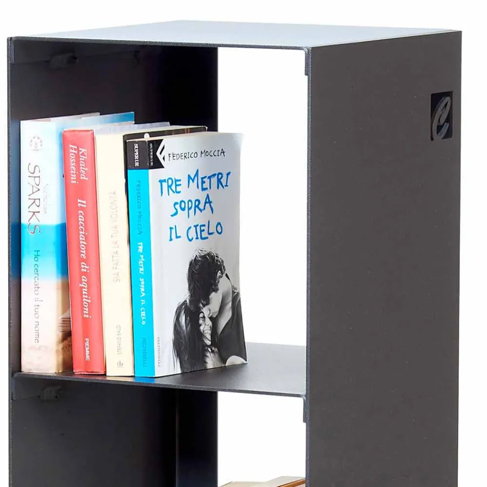 Libraria e dyshemesë moderne e zezë, e kuqe, e bardhë ose gri e hekurt e bërë në Itali - Pls Viadurini