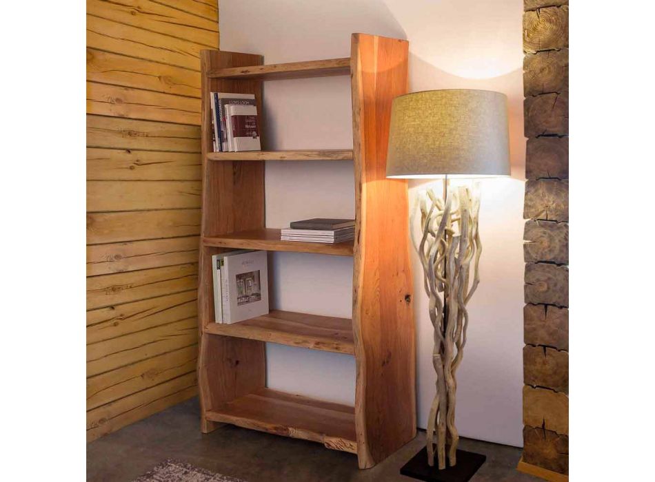 Rafte librash me dysheme moderne në Dru akacie me 5 rafte Homemotion - Lauro Viadurini