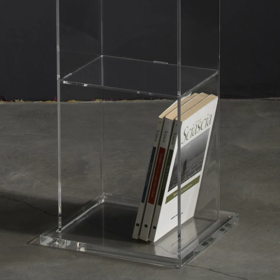 Raft librash me kolonë të pavarur në kristal akrilik transparent - Corrige Viadurini