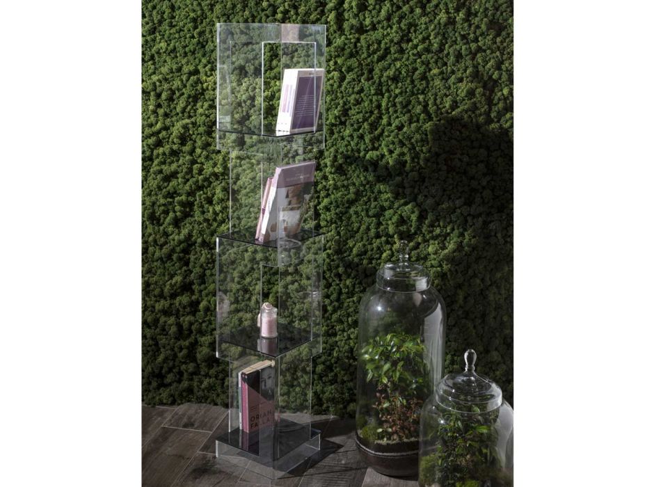 Raft librash në këmbë në kristal akrilik transparent ose të tymosur - Icaria Viadurini