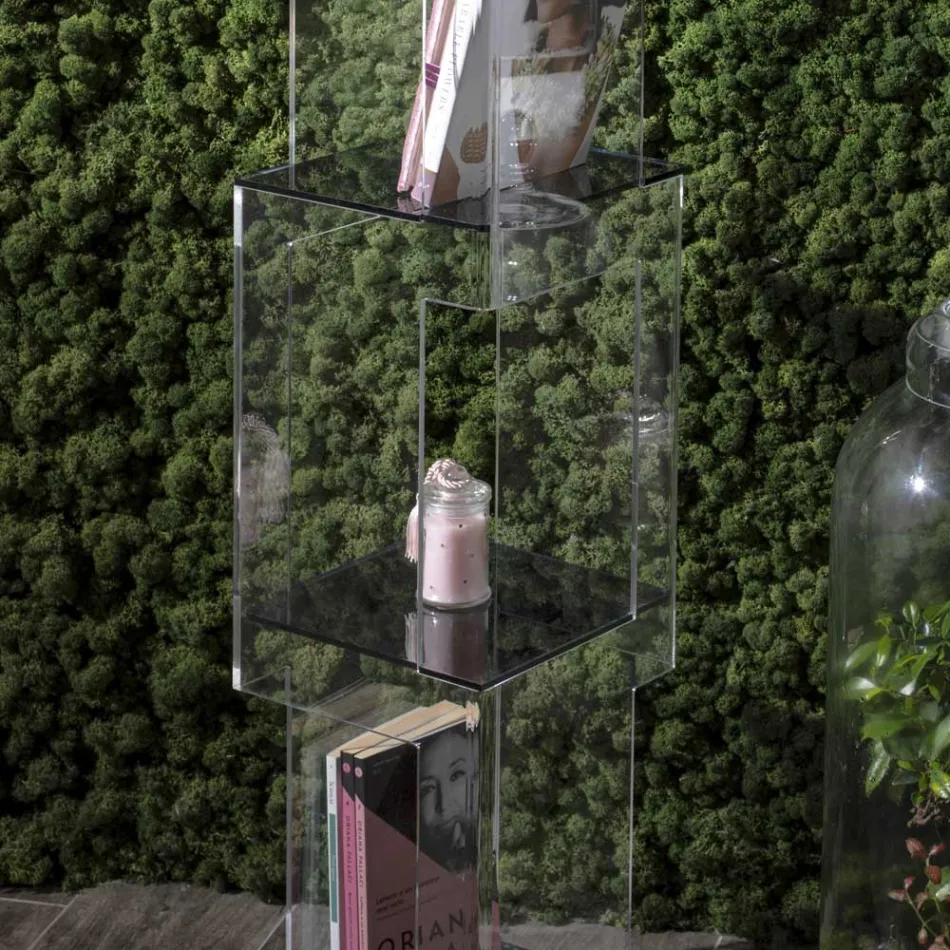 Raft librash në këmbë në kristal akrilik transparent ose të tymosur - Icaria Viadurini