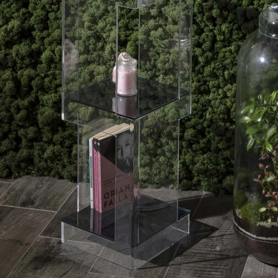 Raft librash në këmbë në kristal akrilik transparent ose të tymosur - Icaria Viadurini