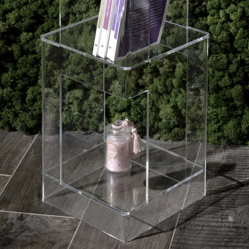 Raft librash në këmbë në kristal akrilik transparent ose të tymosur - Icaria Viadurini