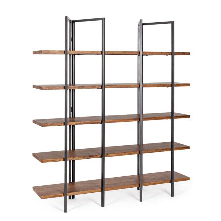Raft librash prej çeliku dhe druri Homemotion Freestanding Mango Design - Romea Viadurini