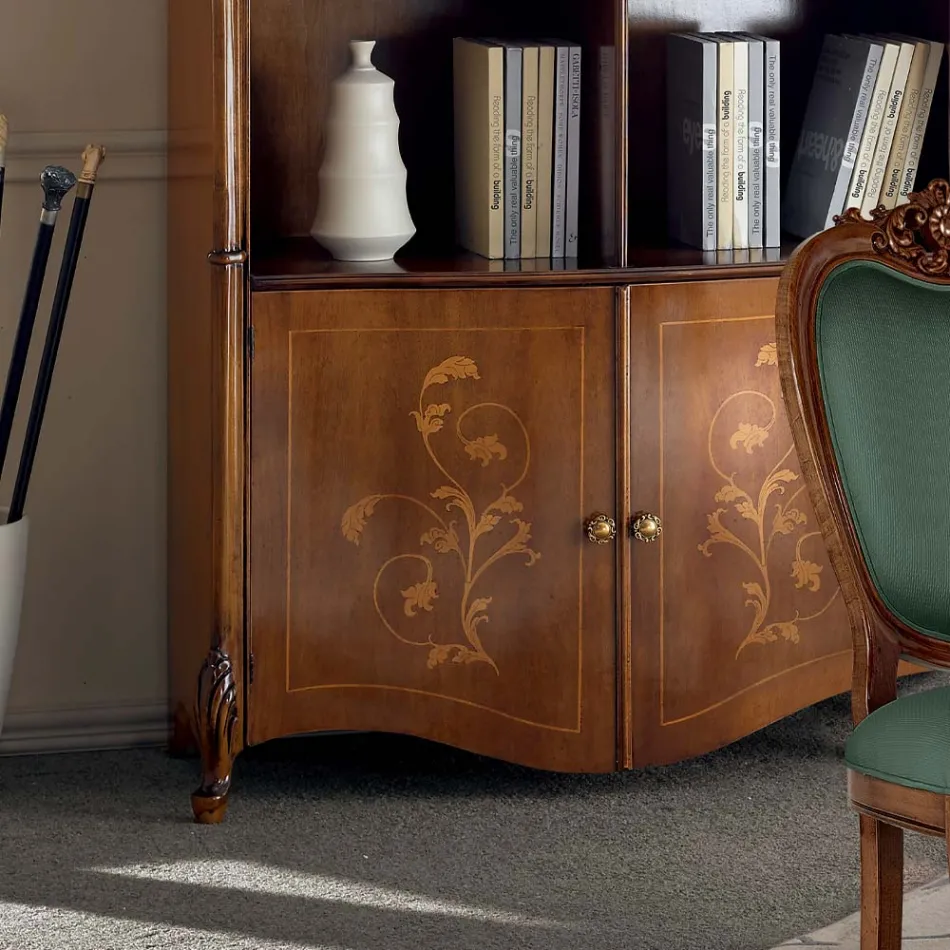 Raft librash në drurin e arrës Bassano të inkorporuar me dyer Prodhuar në Itali - Commodo Viadurini