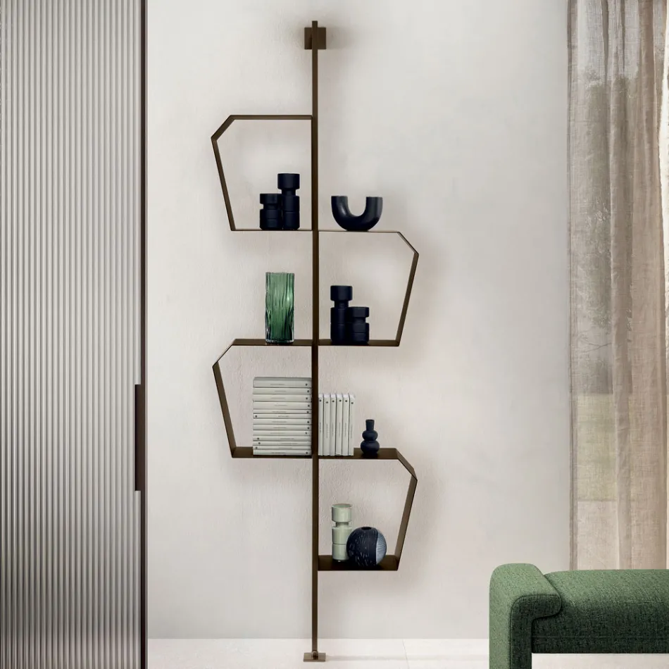 Raft librash metalik i lyer me këmbë të rregullueshme, i prodhuar në Itali - Fernanda Viadurini