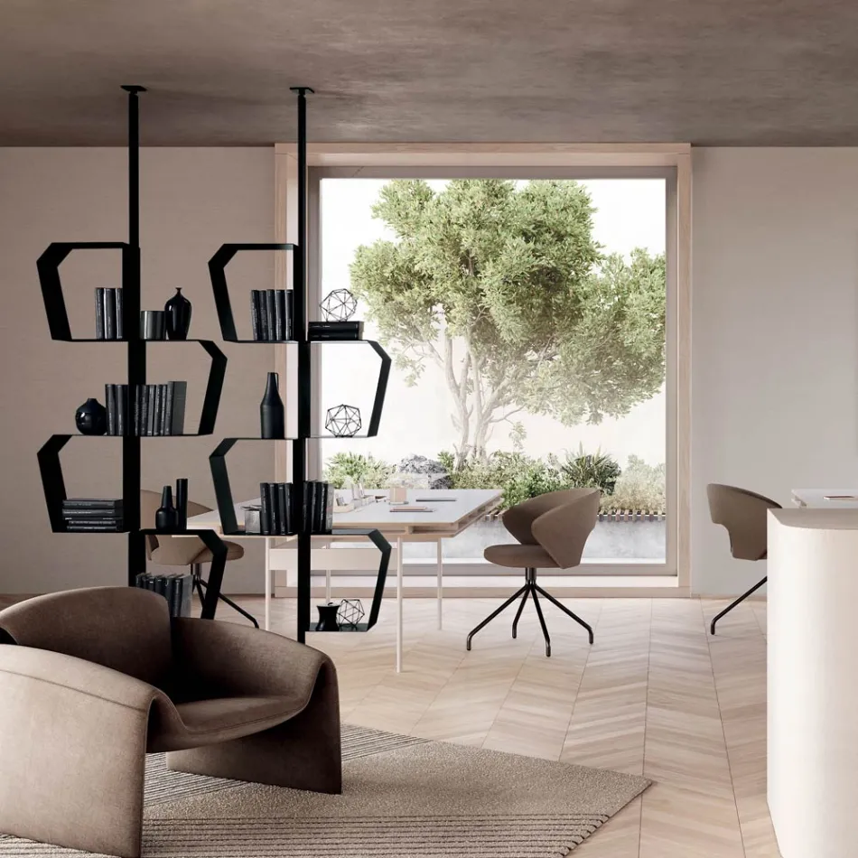 Raft librash metalik i lyer me këmbë të rregullueshme, i prodhuar në Itali - Fernanda Viadurini