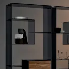 Raft librash në gotë të tymosur me sirtar druri me arrë Canaletto Dizajn Italian - Linzy Viadurini