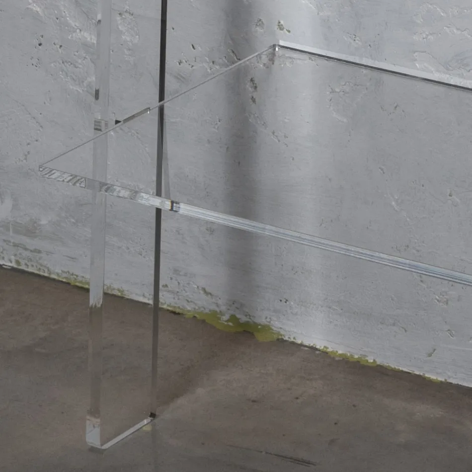 Raft librash të dhomës së ndenjes në kristal akrilik transparent 2 përmasash - Parotta Viadurini