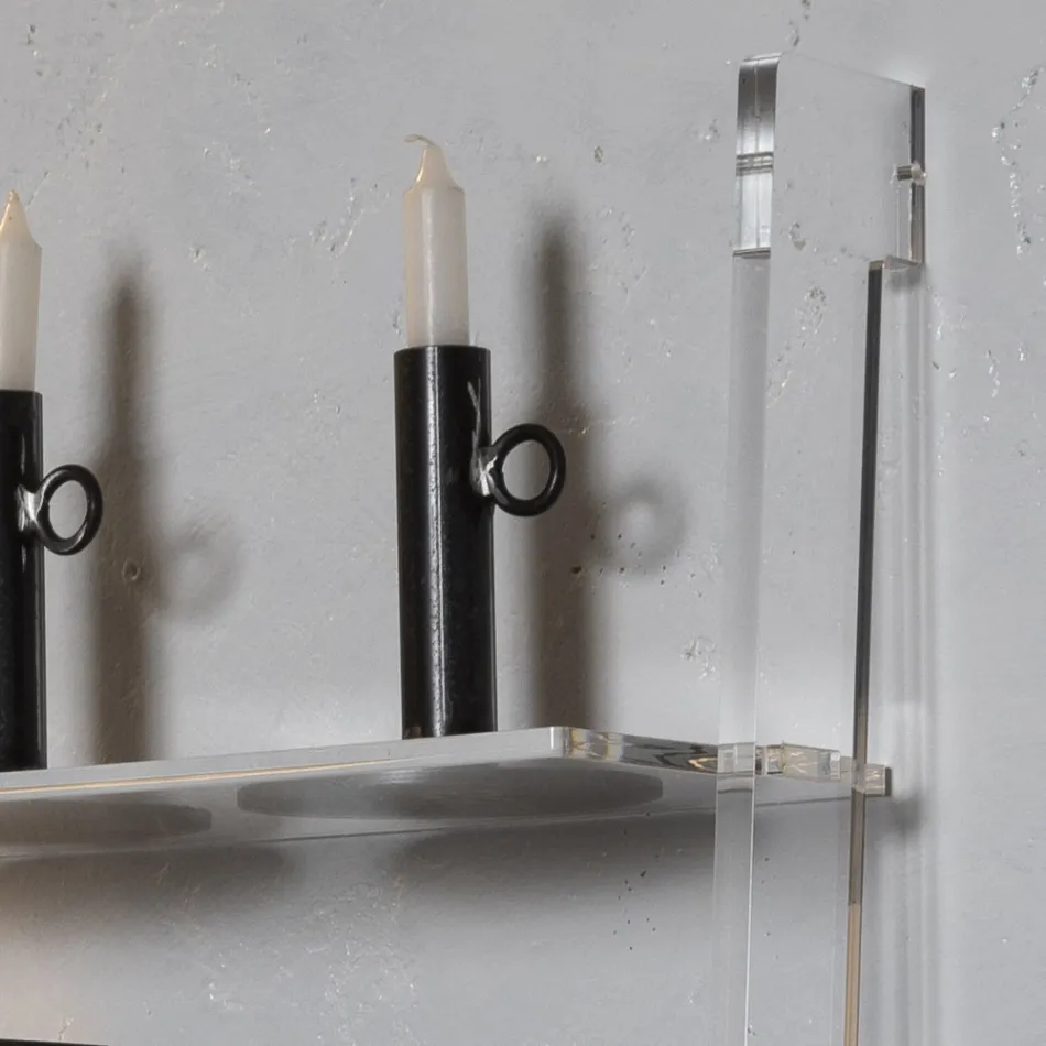 Raft librash të dhomës së ndenjes në kristal akrilik transparent 2 përmasash - Parotta Viadurini