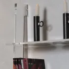 Raft librash të dhomës së ndenjes në kristal akrilik transparent 2 përmasash - Parotta Viadurini