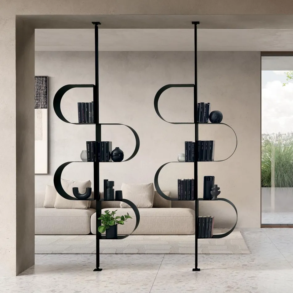 Raft librash vertikal metalik i lyer Fatima me këmbë të rregullueshme Viadurini