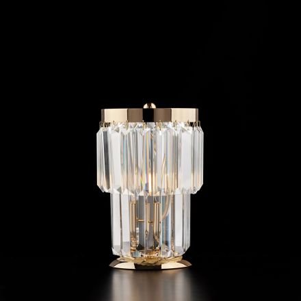 Llambë Tavoline prej Hekuri dhe të Praruar me Gurë të Rreshtë të Prodhuar në Itali për Dekor të Brendshëm - Vjenë Viadurini