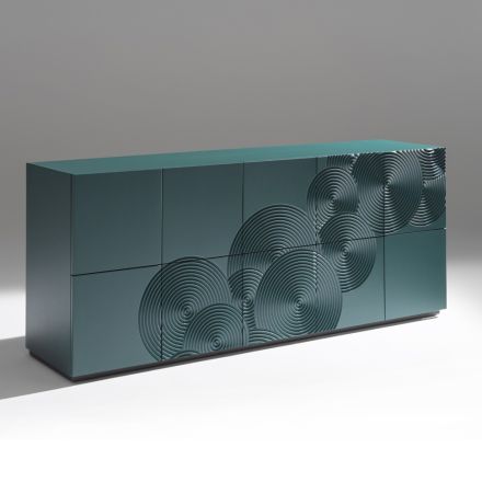 Bufe me 5 Dyer në MDF të llakuar me dekorim të gdhendur me dorë dhe të përfunduar - Gaforre Viadurini