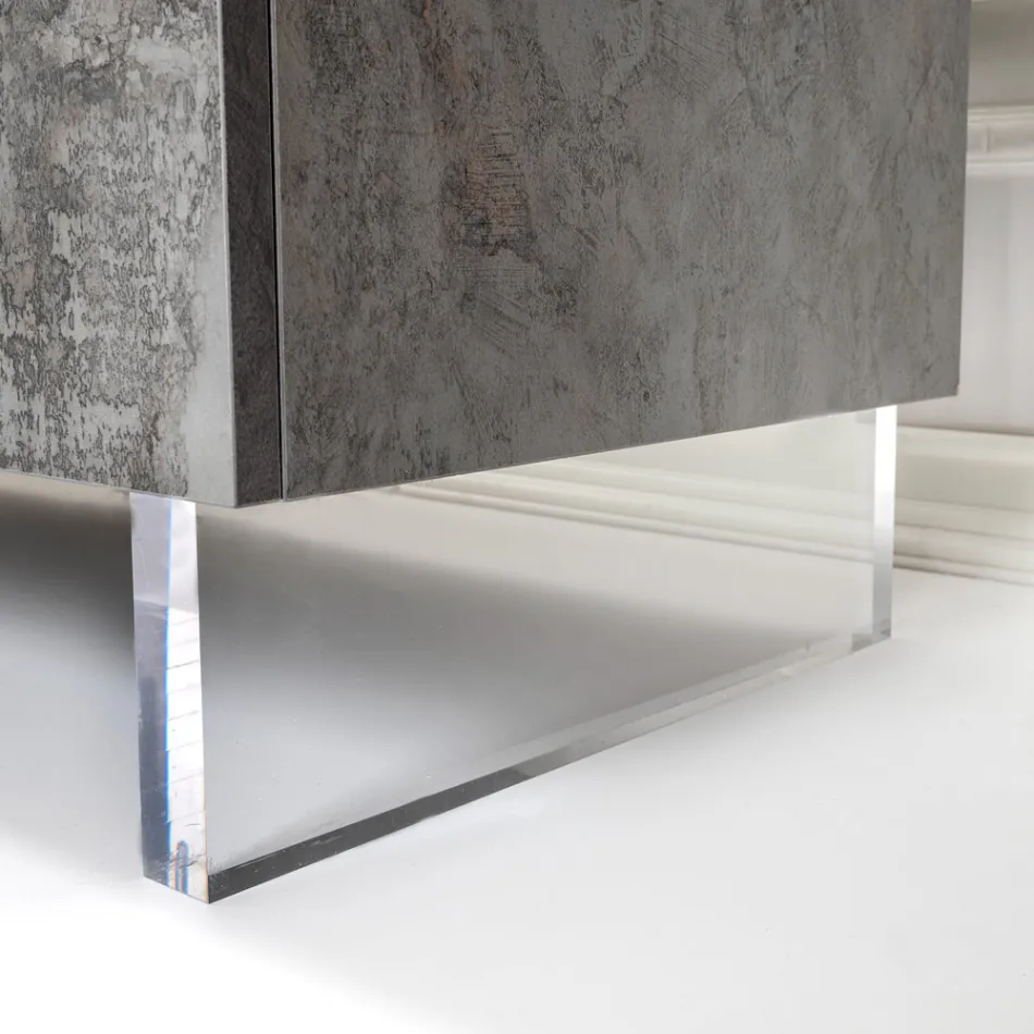 Tabela bufe me 2 dyer dhe 2 ndarje qendrore të hapura në melaminë Prodhuar në Itali - Minnie Viadurini