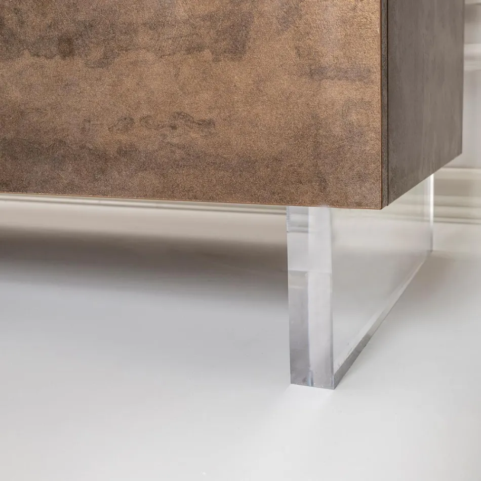 Tabela bufe me 2 dyer dhe 2 ndarje qendrore të hapura në melaminë Prodhuar në Itali - Minnie Viadurini