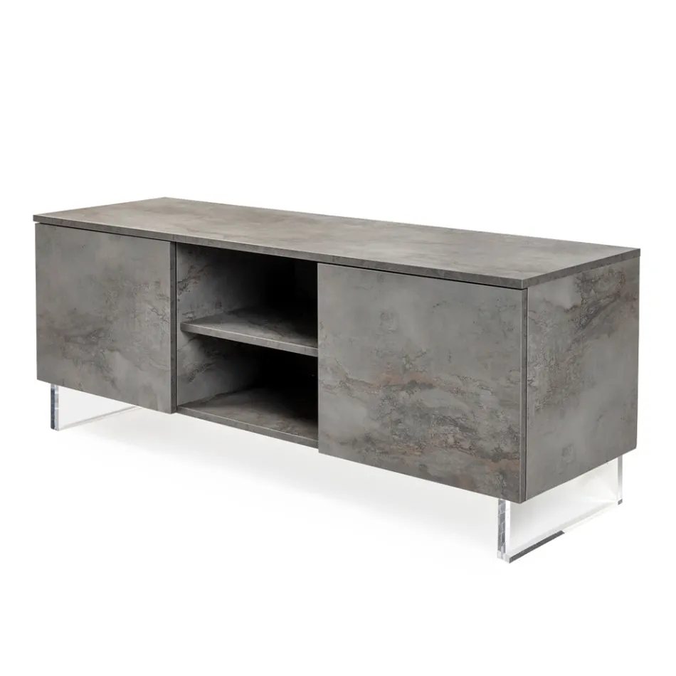 Tabela bufe me 2 dyer dhe 2 ndarje qendrore të hapura në melaminë Prodhuar në Itali - Minnie Viadurini