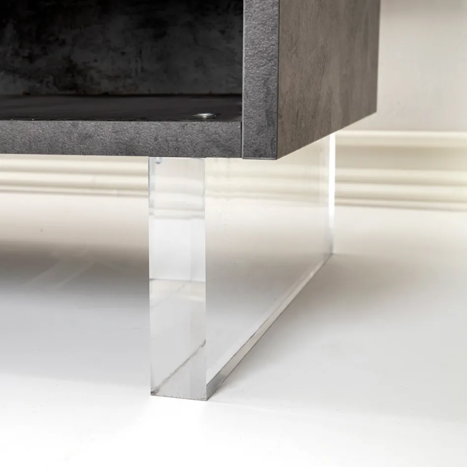 Tabela bufe me 2 dyer dhe 2 ndarje anësore të hapura në melaminë Prodhuar në Itali - Maus Viadurini