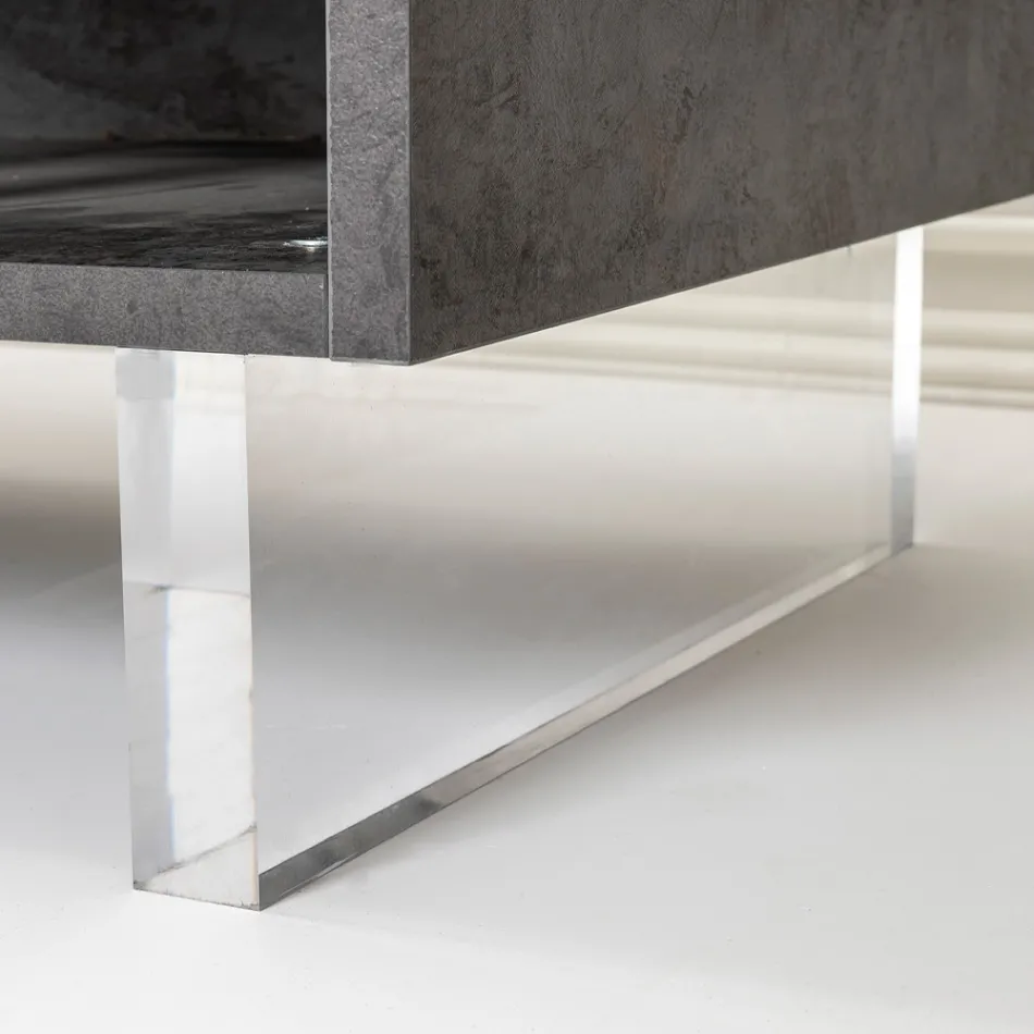 Tabela bufe me 2 dyer dhe 2 ndarje anësore të hapura në melaminë Prodhuar në Itali - Maus Viadurini