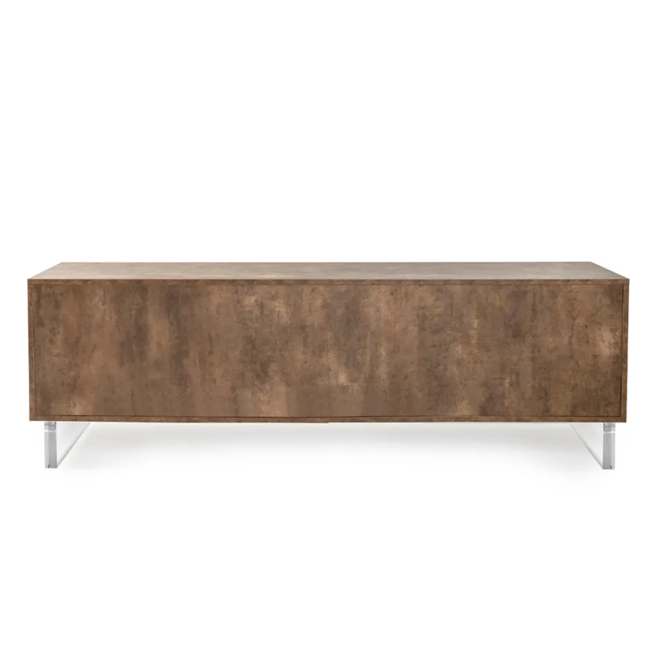 Tabela bufe me 2 dyer dhe 2 ndarje anësore të hapura në melaminë Prodhuar në Itali - Maus Viadurini