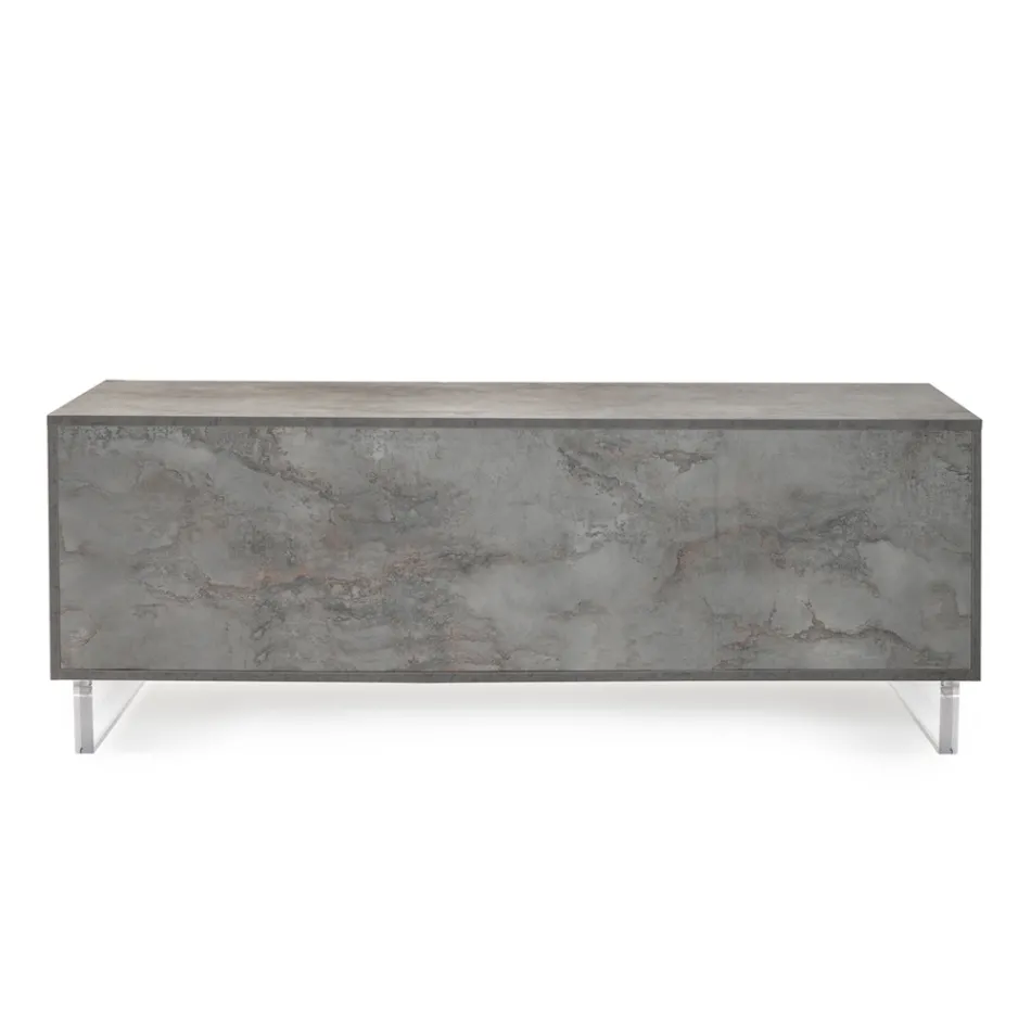 Tabela bufe me 2 dyer dhe 2 ndarje anësore të hapura në melaminë Prodhuar në Itali - Maus Viadurini