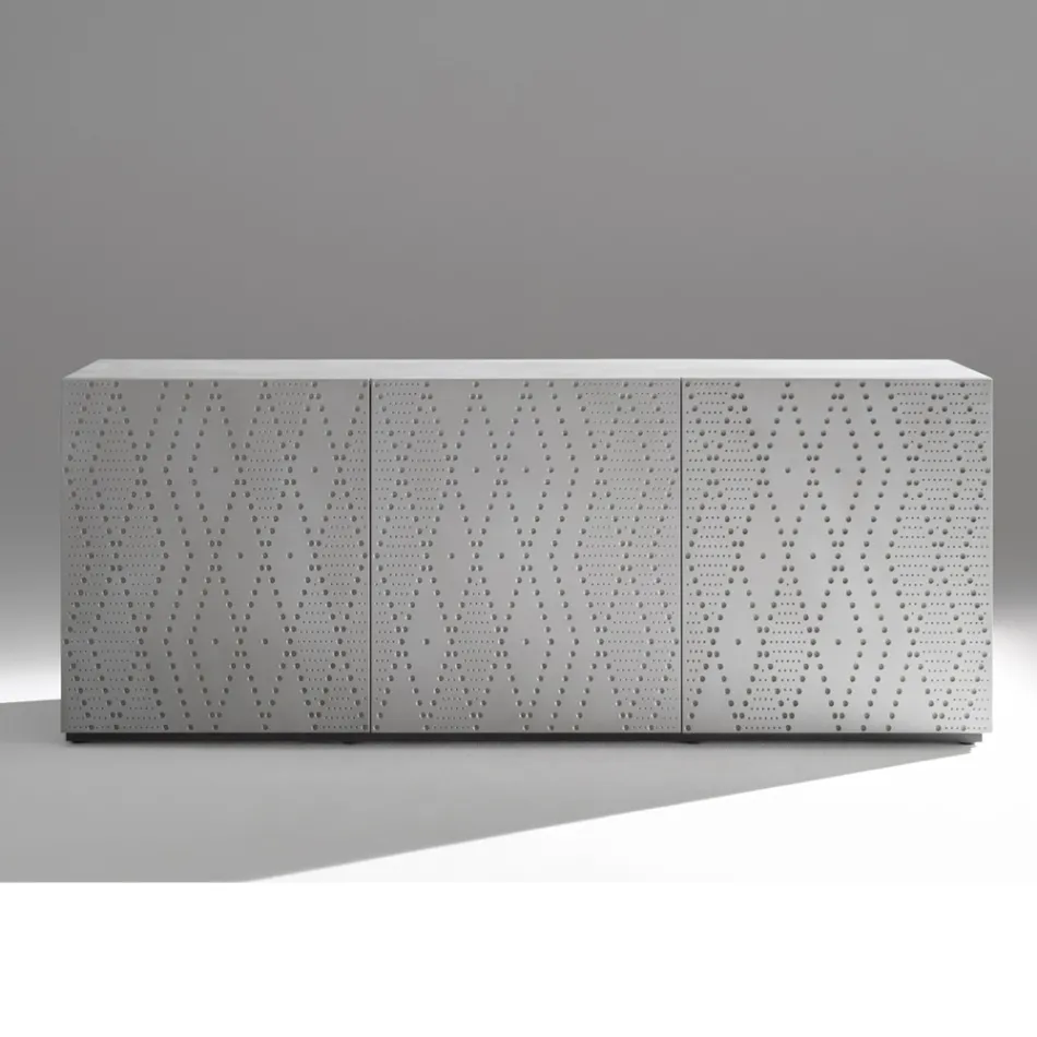 Bufe me 3 Dyer dhe 3 Rafte të Brendshme, Dekorim Alumini Foundry - Scorpion Viadurini