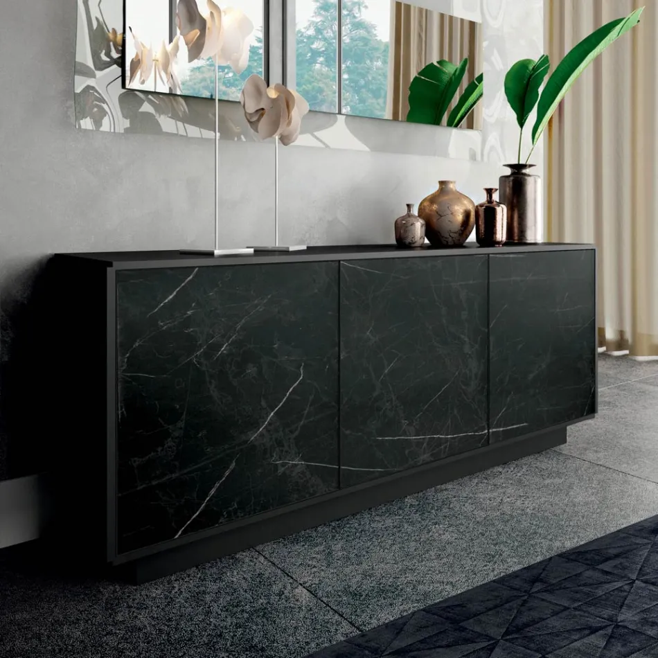 Bufe me 3 dyer dhe strukture te lakuar dhe te laminuar Prodhuar ne Itali - Ferrara Viadurini