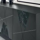 Bufe me 3 Dyer në MDF të llakuar me Pantograf dhe Futje Xhami me Efekt Mermeri - Danila Viadurini