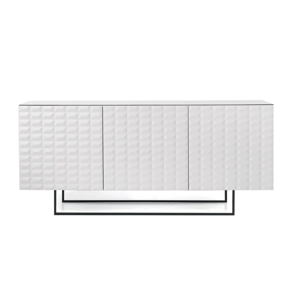 Bufe me 3 Dyer nga MDF e Mbuluar me PVC të Llakuar Prodhuar në Itali - Dorotea Viadurini