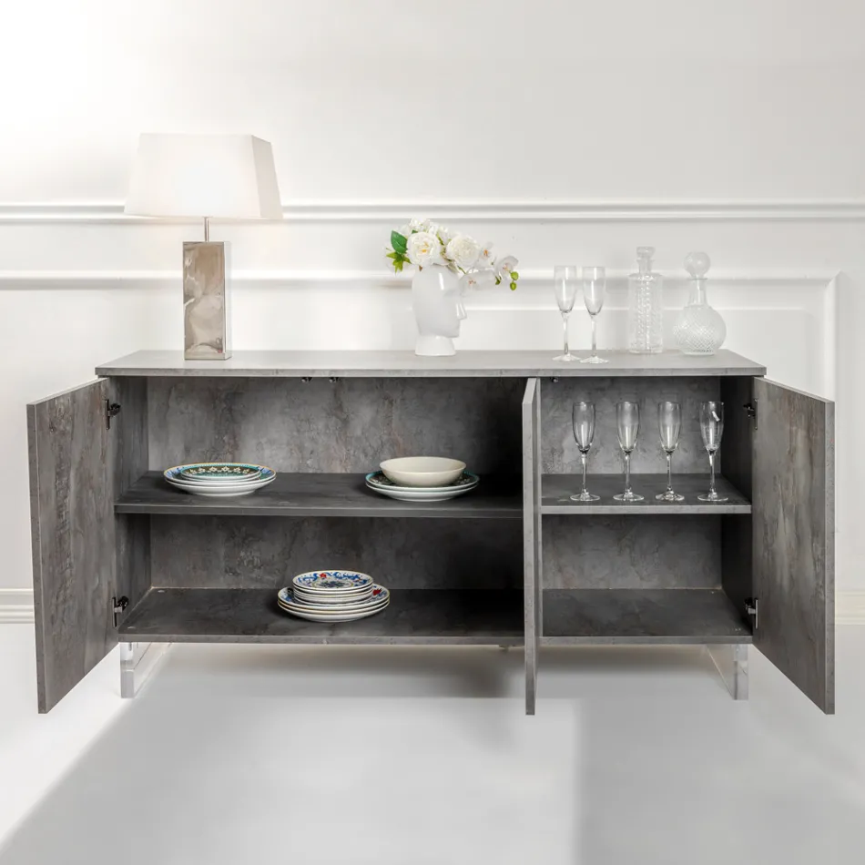 Tabela bufe me 3 dyer melamine dhe këmbë pleksiglas të prodhuara në Itali - Mickey Mouse Viadurini