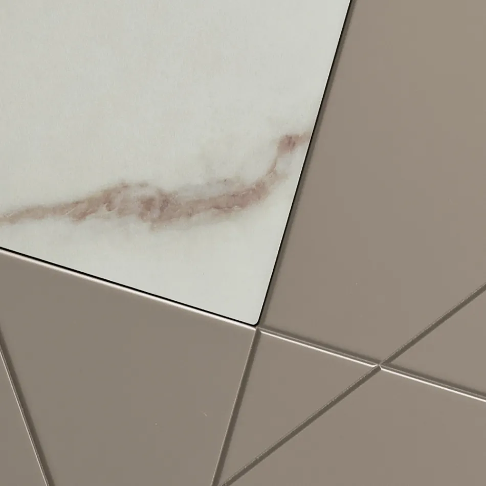 Bufe me 4 Dyer në MDF të llakuar me Pantograf dhe Futje Xhami me Efekt Mermeri - Danila Viadurini