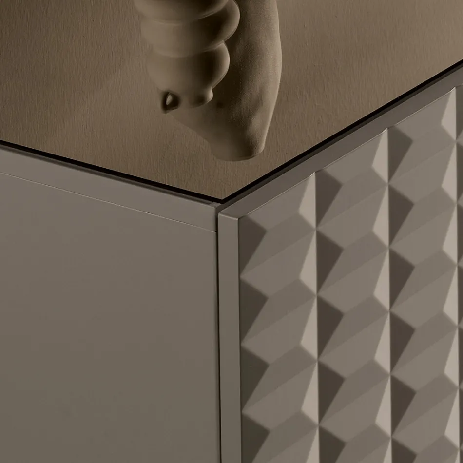 Bufe me 4 Dyer nga MDF e Mbuluar me PVC të Llakuar Prodhuar në Itali - Dorotea Viadurini