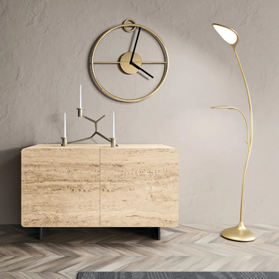 Kompleksi i dhomës së ndenjes me 2 dyer me finiture mermeri travertin Prodhuar në Itali - Jon Viadurini