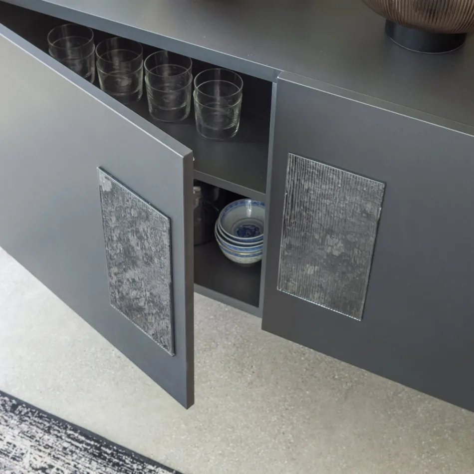 Bofoni i dhomës së ndenjes me 2 ose 3 dyer dhe futje xhami Prodhuar në Itali - Olivo Viadurini