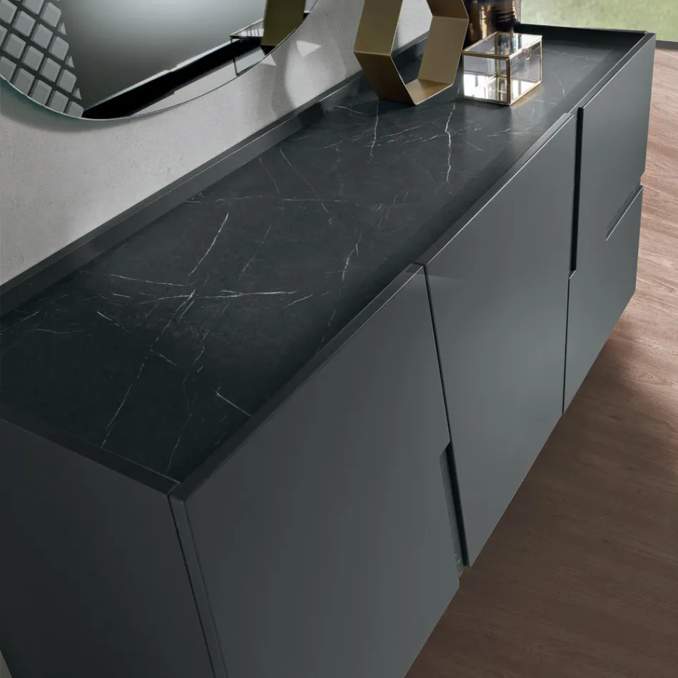 Bufe për Dhomë Ndenjeje me 3 Dyer në MDF të Llakuar, Prodhuar në Itali - Elena Viadurini