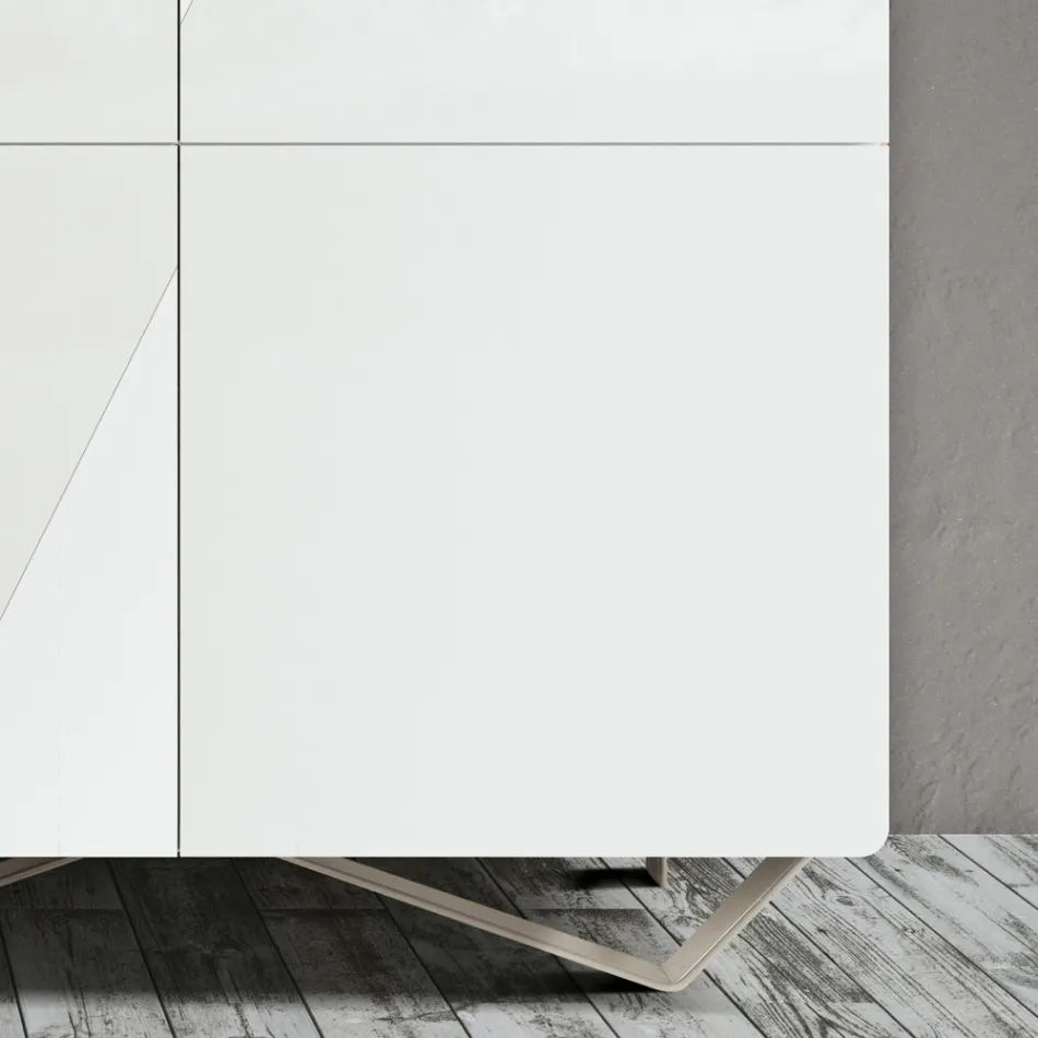 Kompleksi i dhomës së ndenjes me 4 dyer në finiture xham të bardhë Prodhuar në Itali - Eline Viadurini