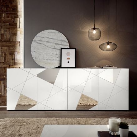 Kompleksi i dhomës së ndenjes me printim në ekran dhe pasqyrë Prodhuar në Itali - Effe Viadurini