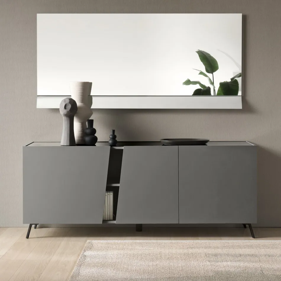 Bufe e Qëndrueshme në Dysheme me Tre Dyer me Mentesha në Melaminë të Prodhuar në Itali - Calia Viadurini