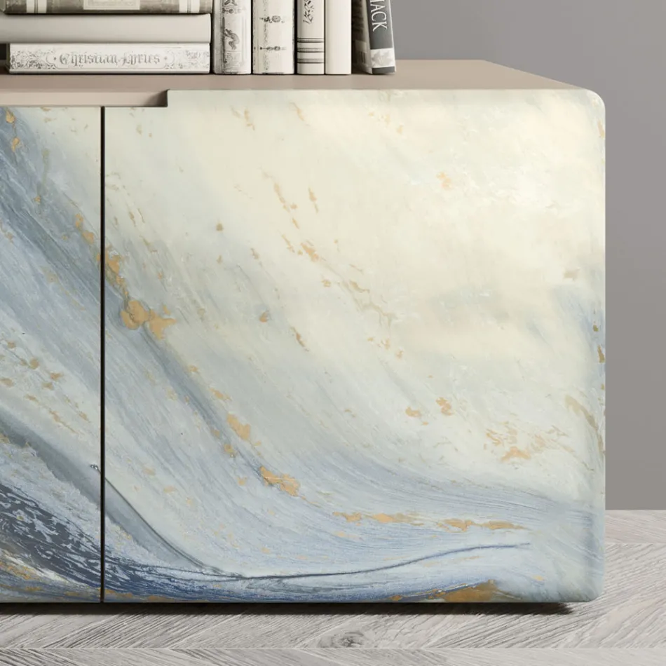 Kompleksi i zonës së ndenjes me 3 dyer në dekorime të ndryshme Prodhuar në Itali - Ole Viadurini