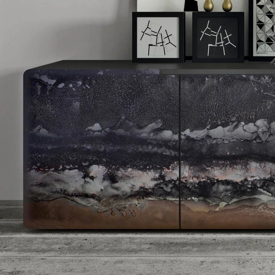 Kompleksi i zonës së ndenjes me 3 dyer në dekorime të ndryshme Prodhuar në Itali - Ole Viadurini