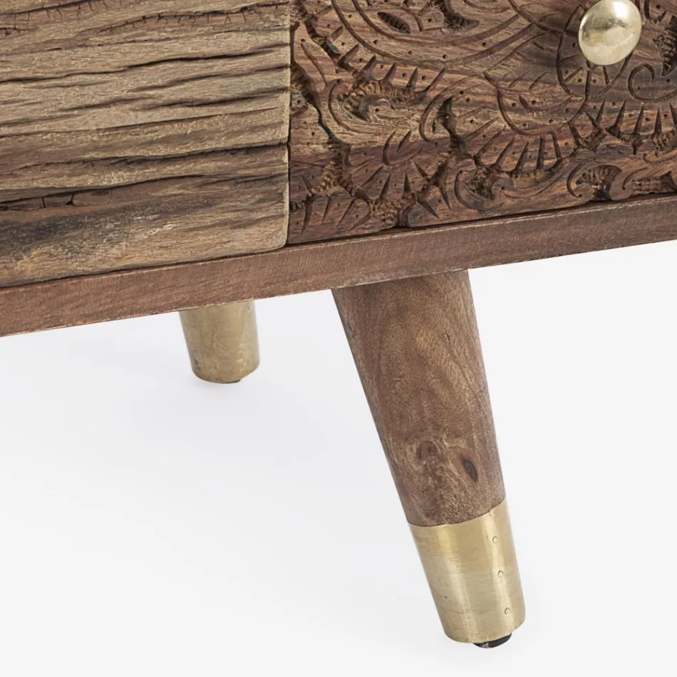 Tabela në Mango Wood me 2 dyer 4 sirtarë Homemotion në stil etnik - Auriel Viadurini