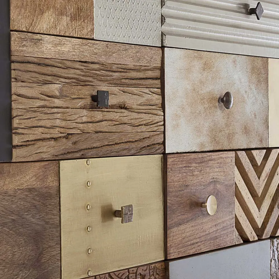 Tabela në Mango Wood me 2 dyer 4 sirtarë Homemotion në stil etnik - Auriel Viadurini