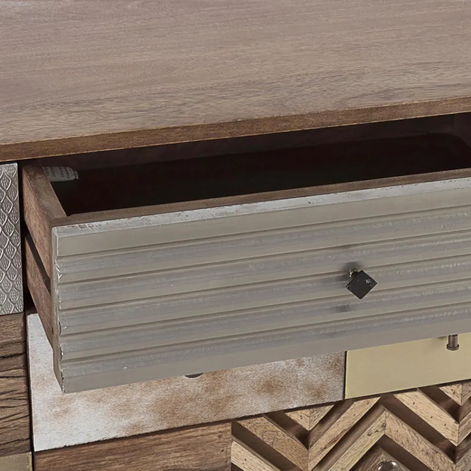 Tabela në Mango Wood me 2 dyer 4 sirtarë Homemotion në stil etnik - Auriel Viadurini