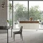 Dërrasë anësore në dru ekologjik me 4 dyer me sirtarë dhe majë hiri - Tamara Viadurini